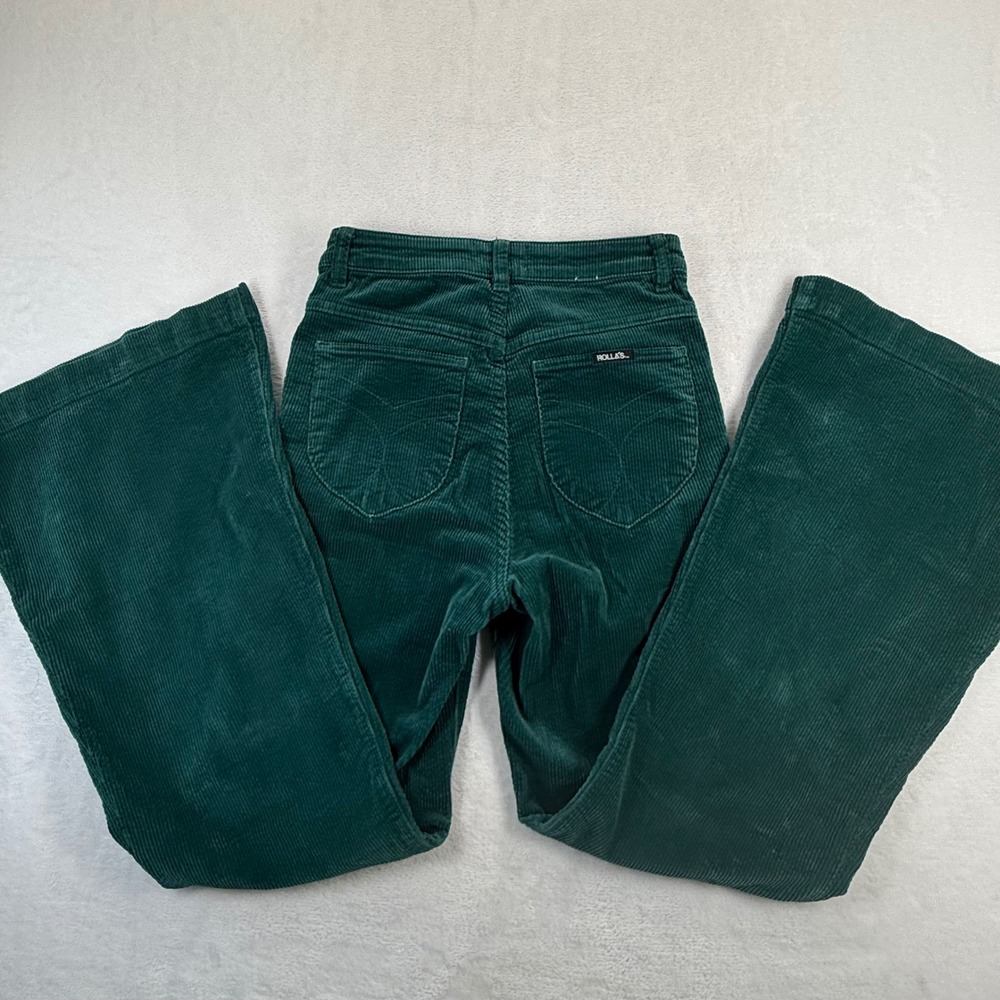 Rollas Eastcoast Flare Corduroy Pants Green High Rise Size‎ 26 14947